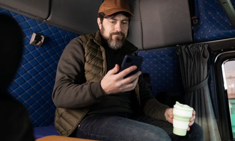 Happy man sitting enjoying his trip using a bus